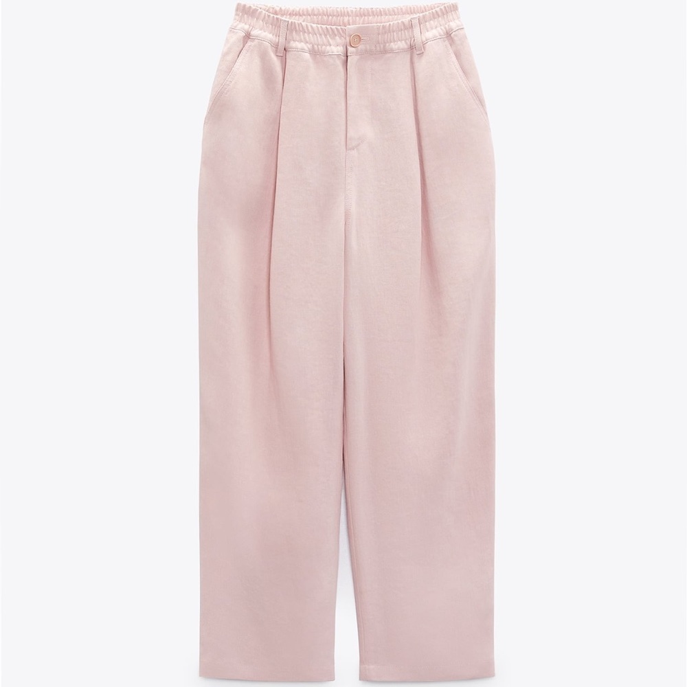 Zara Pink Rose Pants Linen Straight Leg

Size Small